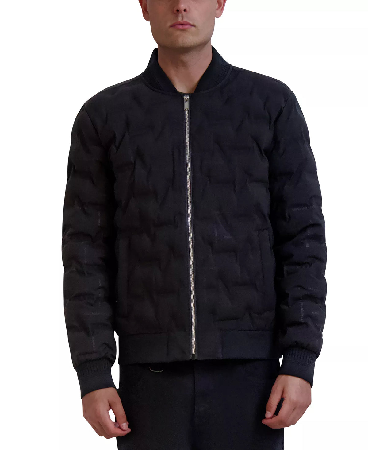 KARL LAGERFELD PARIS Men's Heat-Sealed Quilted Bomber Jacket