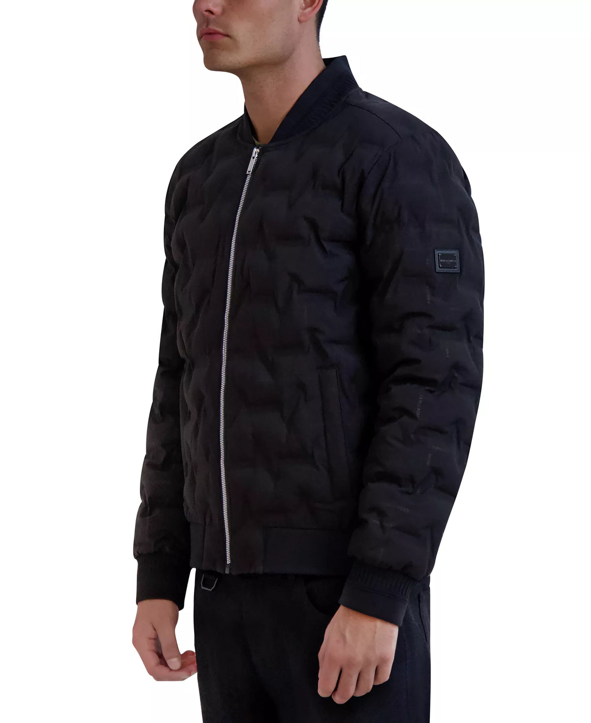 KARL LAGERFELD PARIS Men's Heat-Sealed Quilted Bomber Jacket