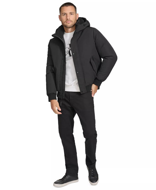Calvin Klein Men's Arctic Faille Parka Bomber with Sherpa lined Hood