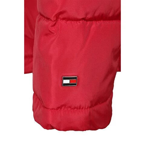 Tommy Hilfiger Women's Chevron Fur Hooded Short Puffer Jacket.