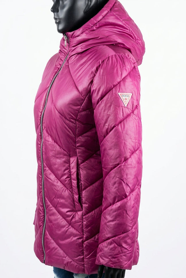 GUESS Women's Belted Softshell-Jacket with Hood