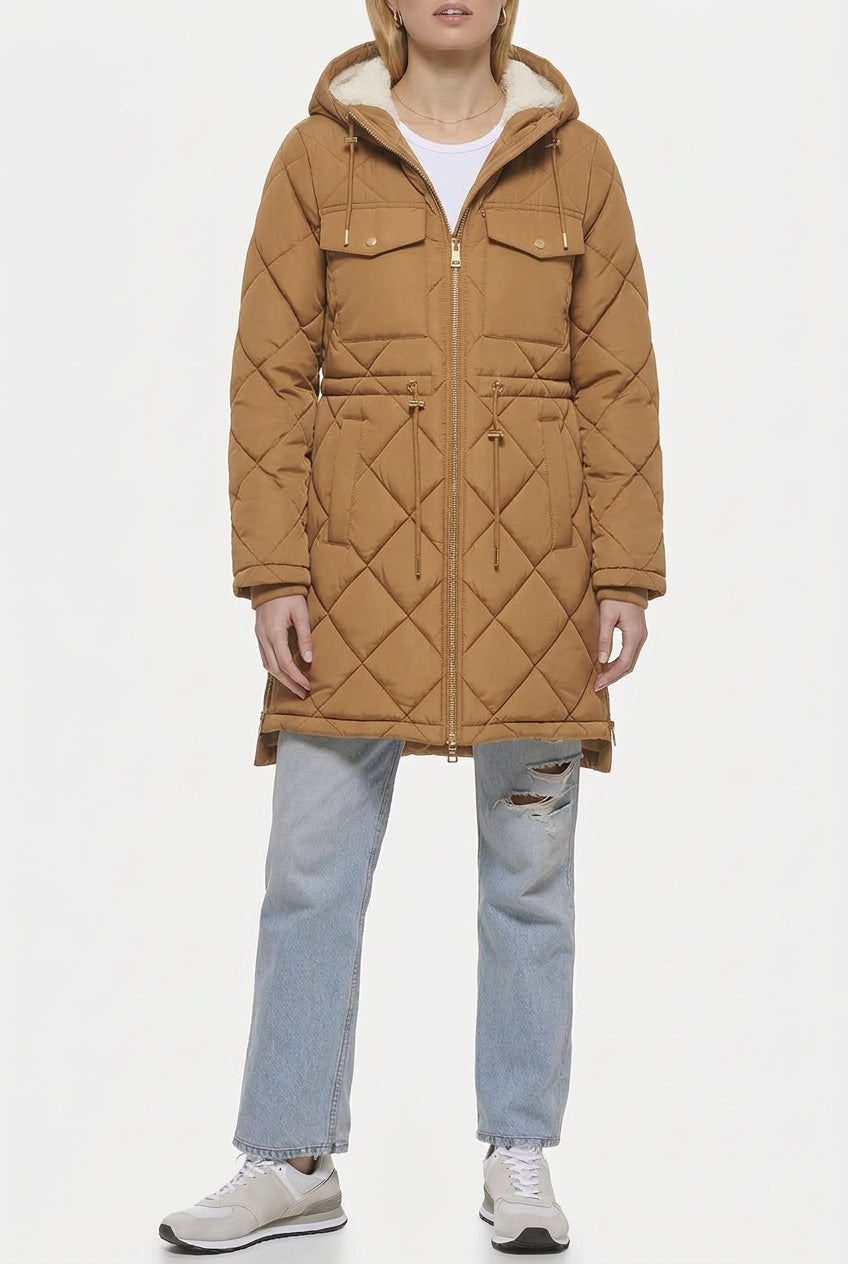 Levi's Women's Soft Sherpa Lined Diamond Quilted Long Parka Jacket XL