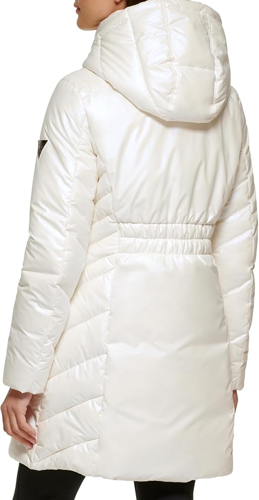 GUESS Women's Duvet Puffer Hooded Water Resistant Coat
