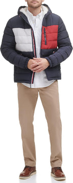 Tommy Hilfiger Midweight Sherpa Lined Hooded Water Resistant Bullet Jacket Men Jacket