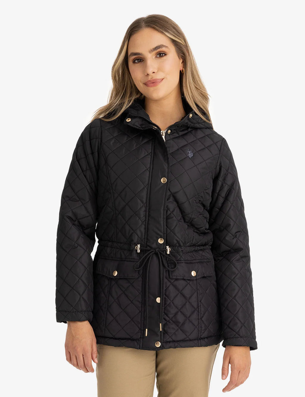 US POLO COZY QUILTED HOODED COAT