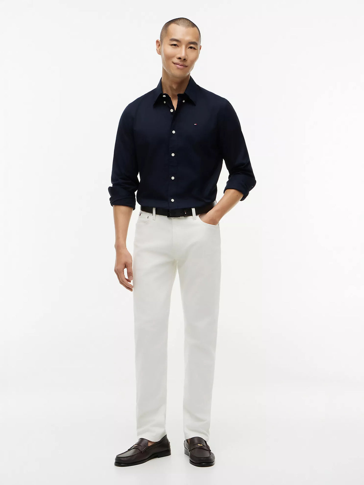 Tommy Hilfiger Navy Blue Regular Fit Oxford Shirt