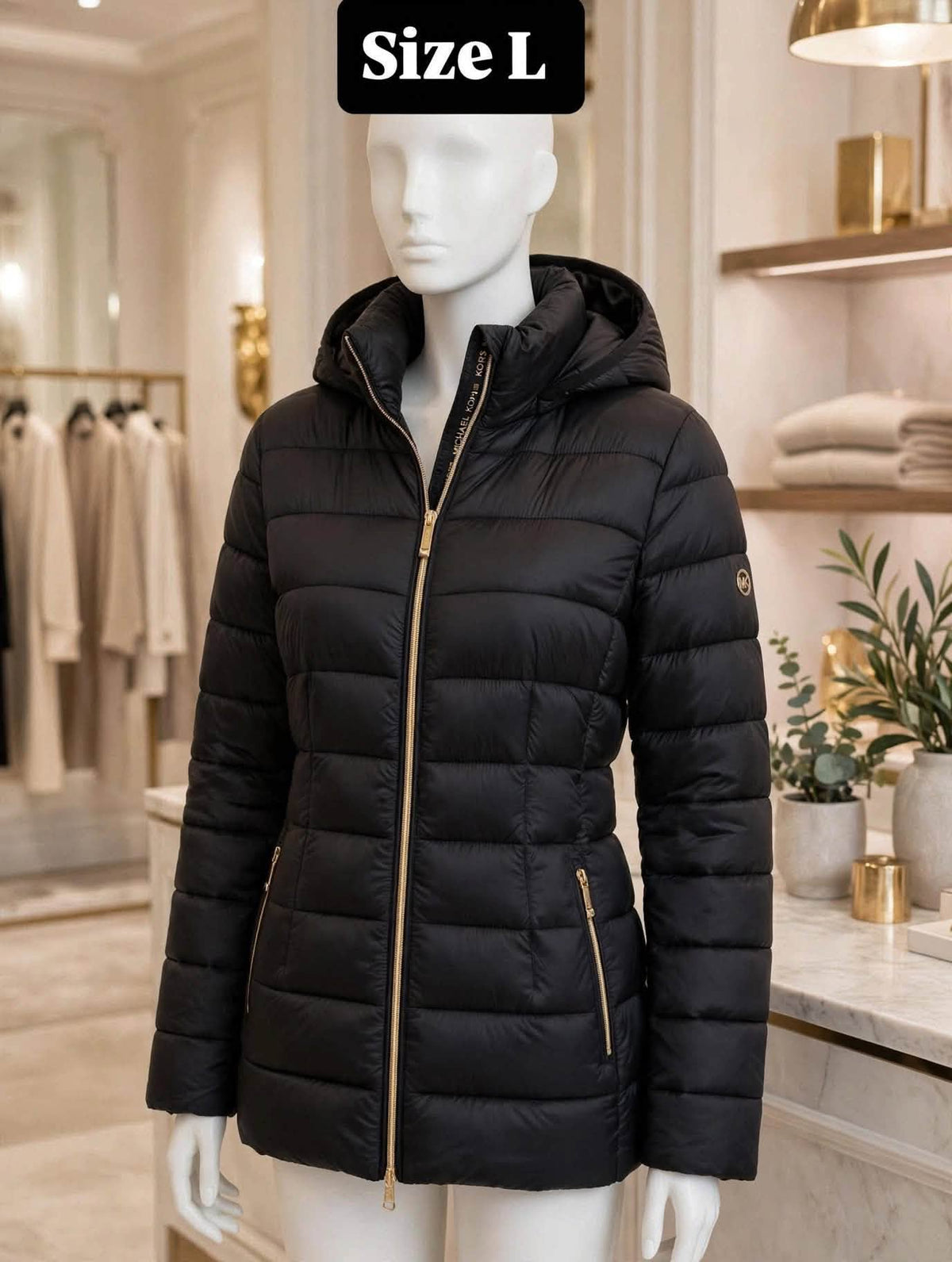 Michael Michael Kors Women's Black Hooded Packable Coat Jacket