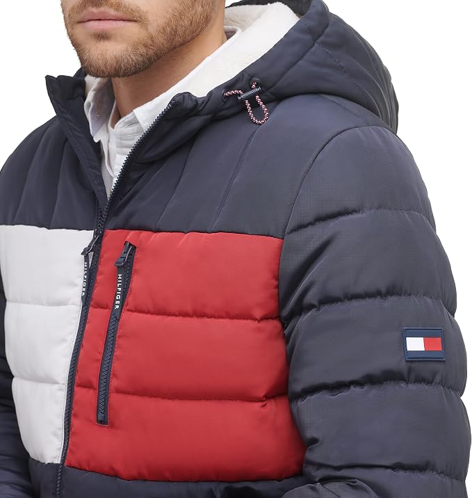 Tommy Hilfiger Midweight Sherpa Lined Hooded Water Resistant Bullet Jacket Men Jacket