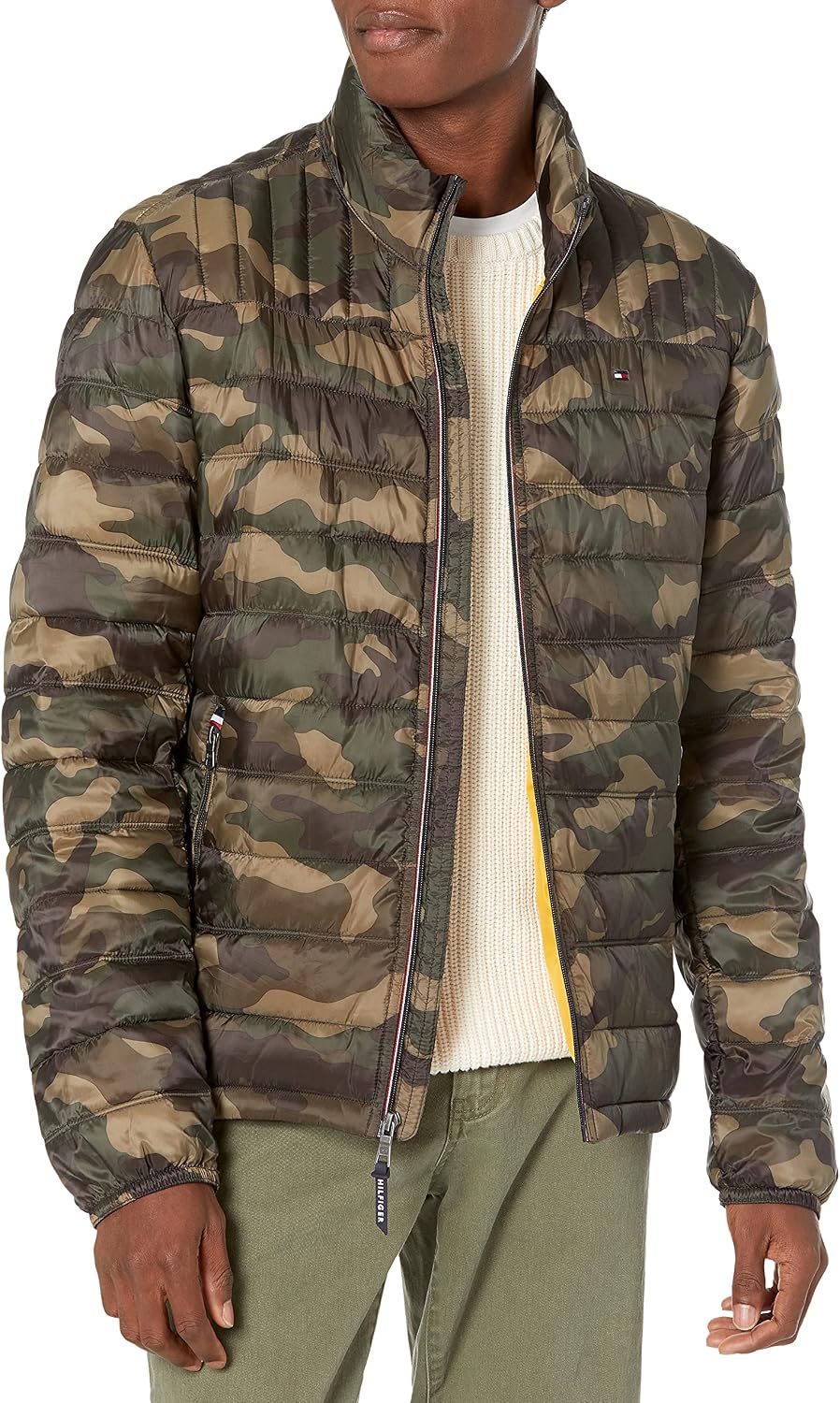 TH Packable Collar Logo Camouflage Puffer Jacket
