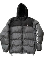 New U.S. Polo Assn Men's Heather Winter Puffer Color-block Jacket - Size 2XL