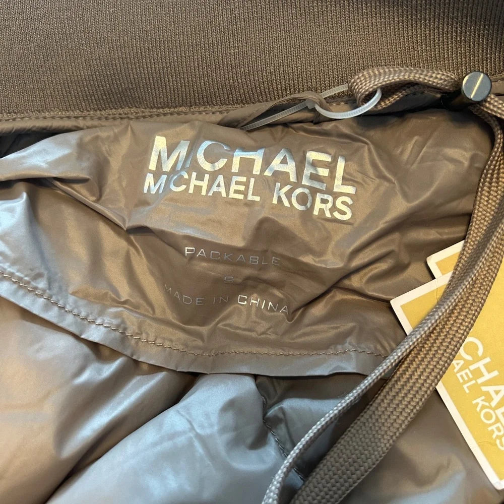 MICHAEL KORS PACKABLE TAUPE PUFFER COAT - SIZE xl