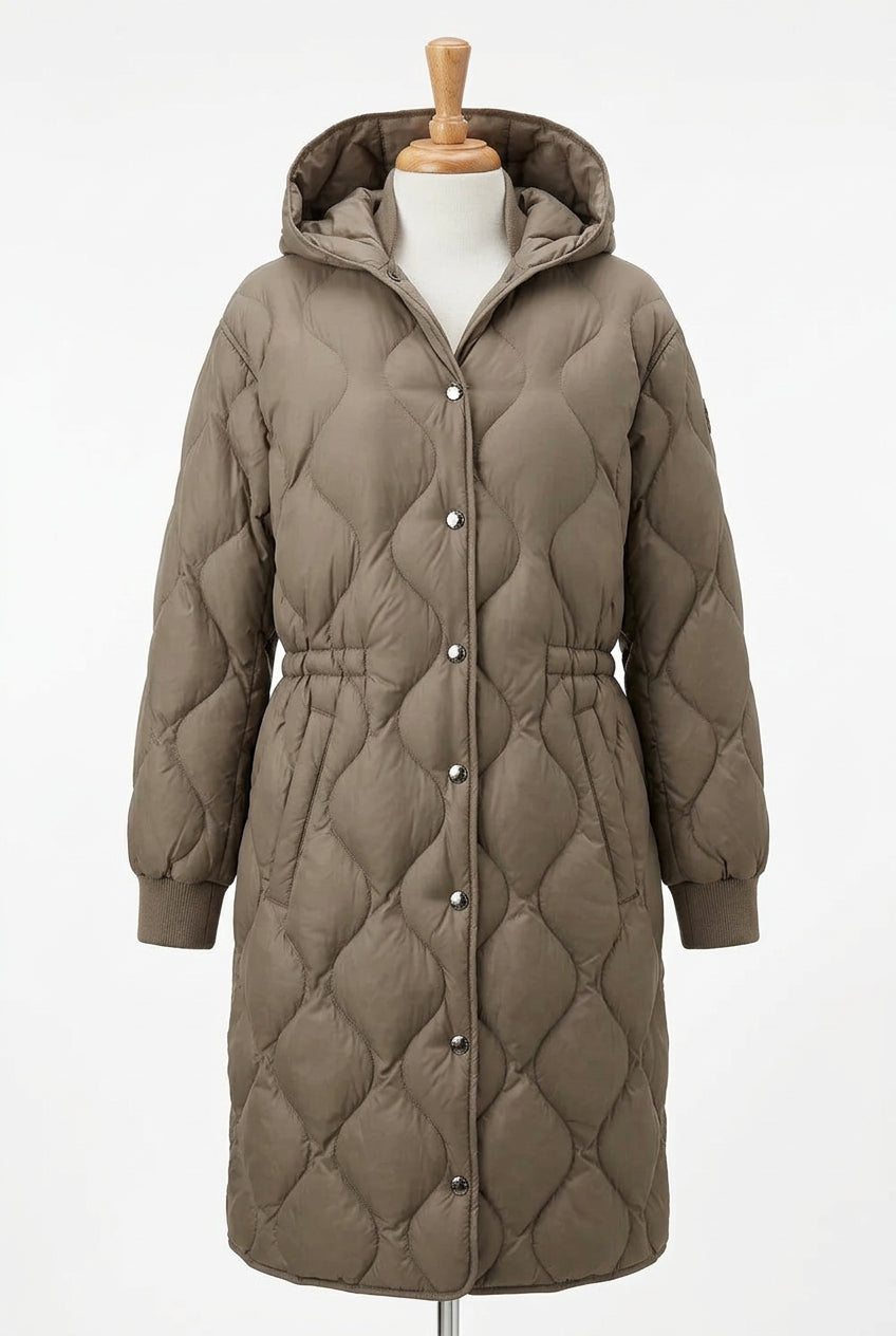 MICHAEL KORS PACKABLE TAUPE PUFFER COAT - SIZE xl