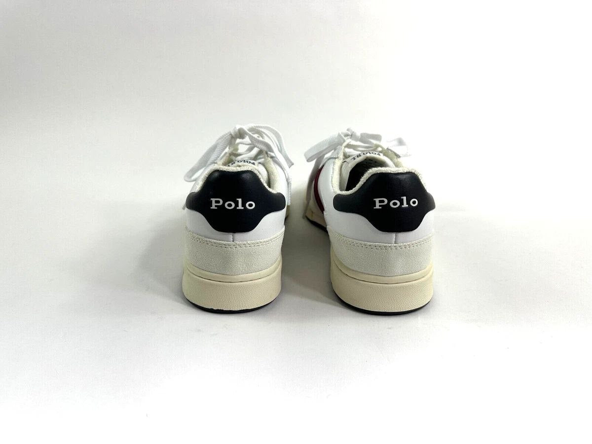 Polo Ralph Lauren White Court Suede & Leather Sneakers Shoes