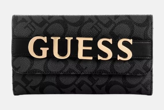GUESS Women's Signature 4G Logo Trifold Wallet - Charcoal Multi