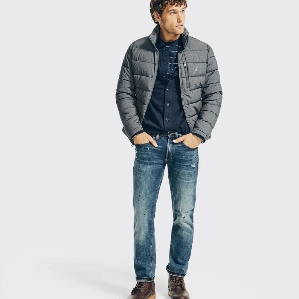NAUTICA Gray Jacket Quilted Puffer Coat Size XXL NWT Men's