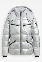 Guess iridescent silver or metallic puffer jacket