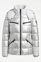 Guess iridescent silver or metallic puffer jacket