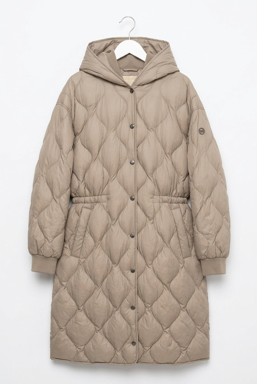 MICHAEL KORS PACKABLE TAUPE PUFFER COAT - SIZE xl
