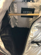 Guess iridescent silver or metallic puffer jacket