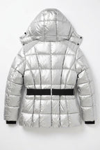 Guess iridescent silver or metallic puffer jacket