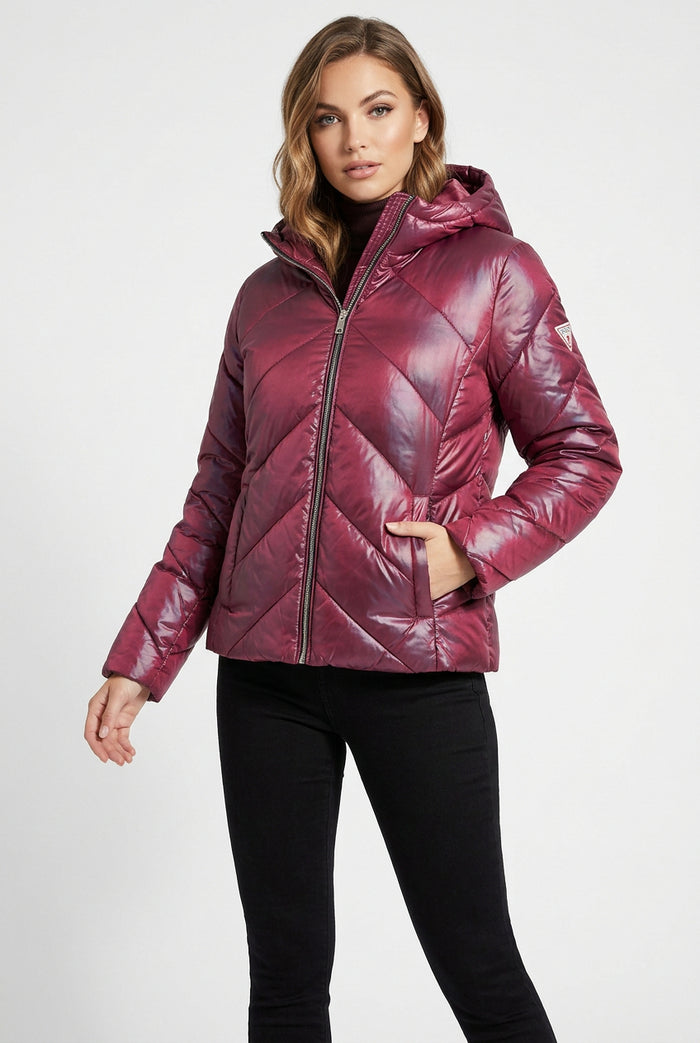 GUESS Women's Belted Softshell-Jacket with Hood